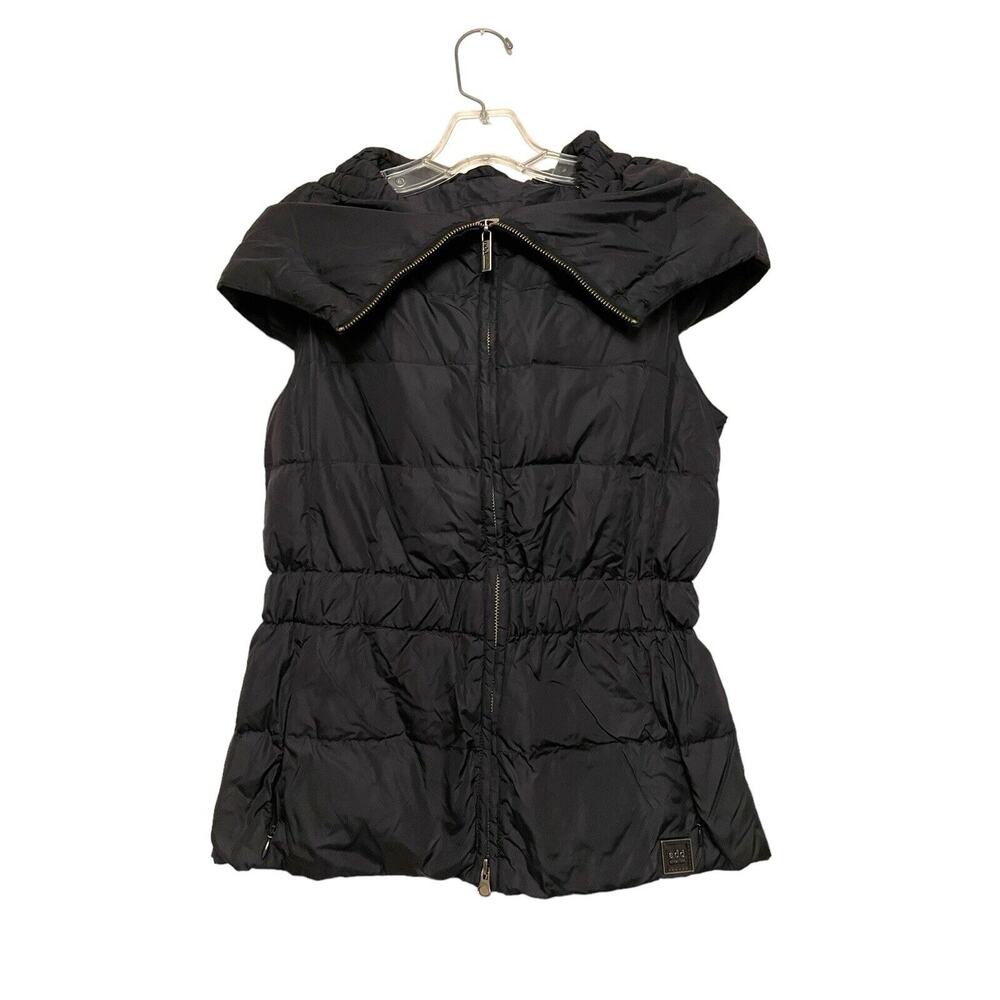 ADD Down Quilted Puffer Hooded Goose Vest Women‎ Size US 4 IT 42 Black Italy Zip